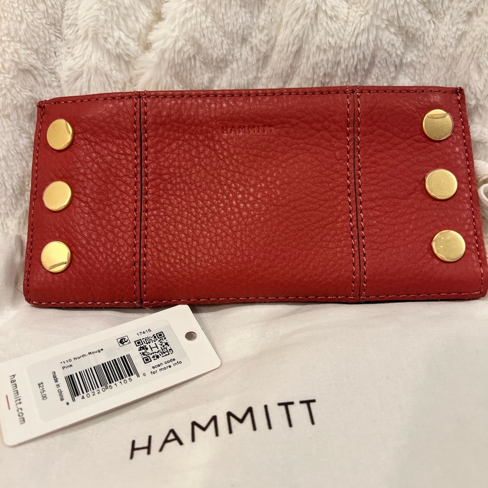 Hammitt Rouge Pink Leather Wallet with Gold Details